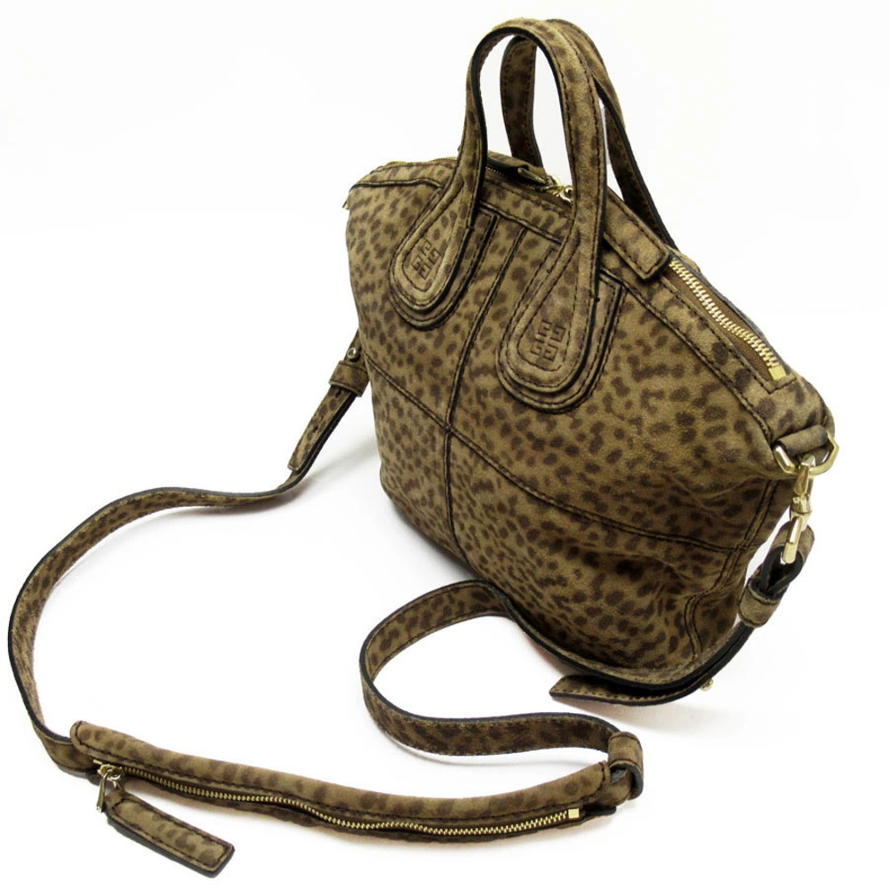 Givenchy Suede Brown Nightingale Gold Crossbody 2way Handbag